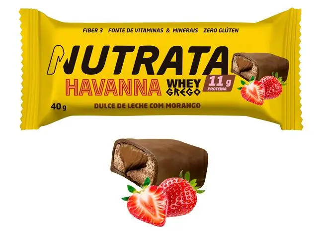 Whey Grego Bar Havanna sabor Dulce de Leche & Morango 40g