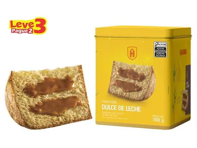 Pague 2 e Leve 3-Panettone Havanna Lata Recheado de Doce de Leite 700g