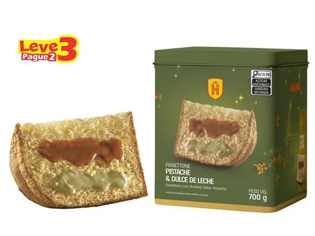 Pague 2 e Leve 3-Panettone Havanna Lata Pistache e Doce de Leite 700g