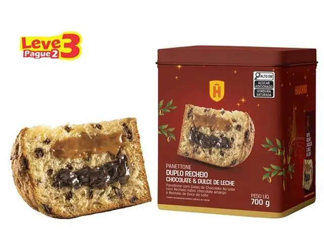 Pague 2 e Leve 3-Panettone Lata Duplo Recheio e Gotas de Choco 700G